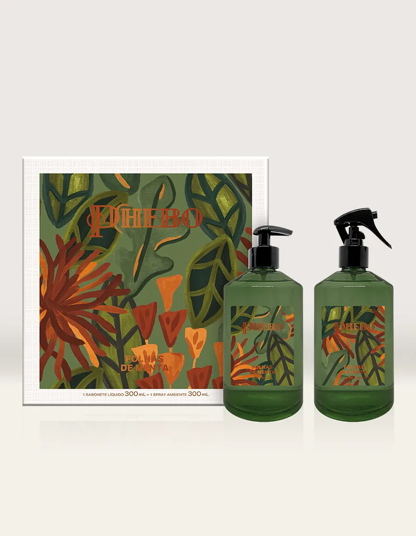 Kit Spray de Ambiente & Sabonete Líquido Aromáticos Folhas de Menta 