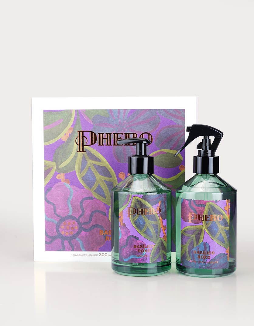 Kit Spray de Ambiente & Sabonete Líquido Aromáticos Basílico Roxo 