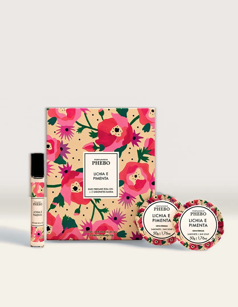 Kit Perfume Roll-On & Sabonete em Barra Lichia e Pimenta 